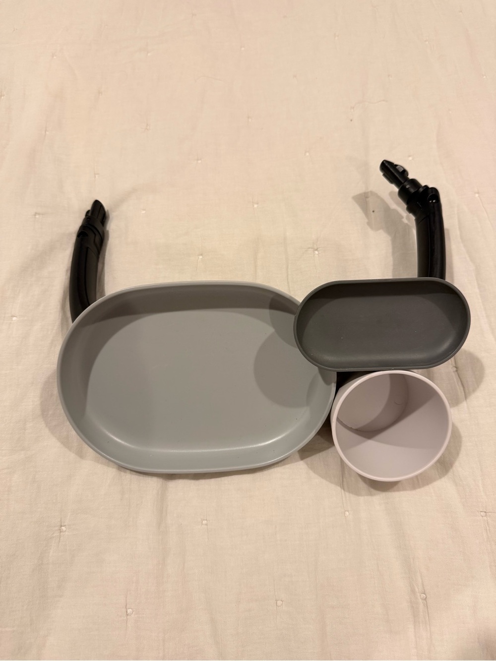 Toddler Grey Multi-Compartment Snack Tray with Cup